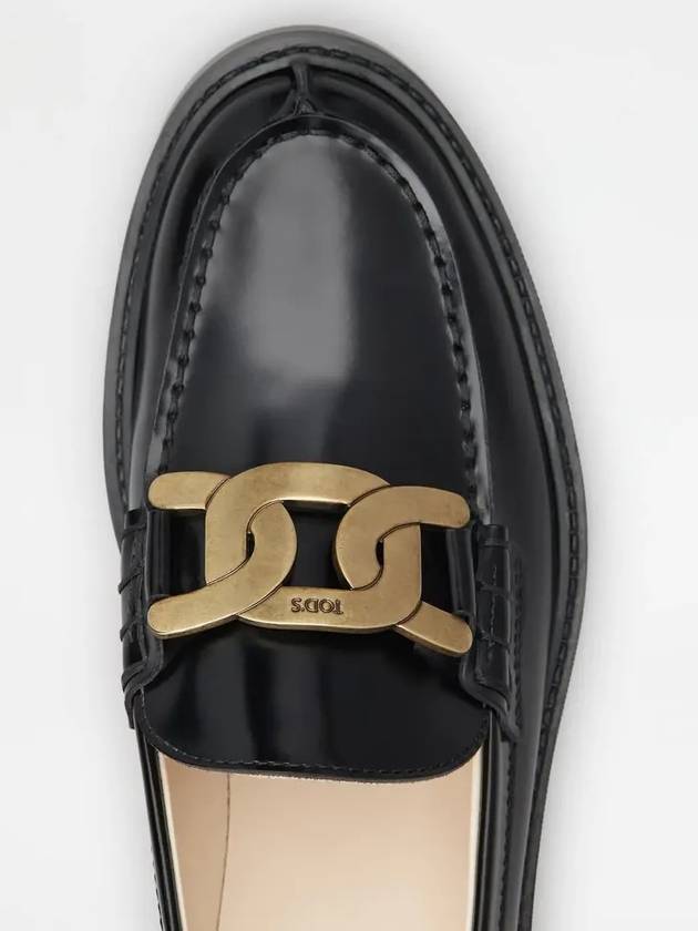 Brushed Leather Chain Loafers Black - TOD'S - BALAAN 5