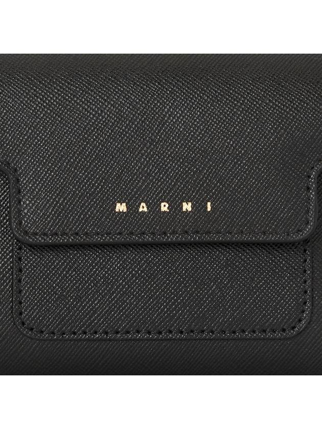 Saffiano Tri-Fold Zipper Half Wallet Black - MARNI - BALAAN 8