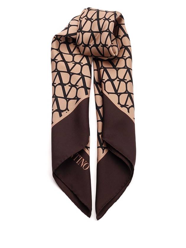 Iconographe Silk Scarf Brown - VALENTINO - BALAAN 4