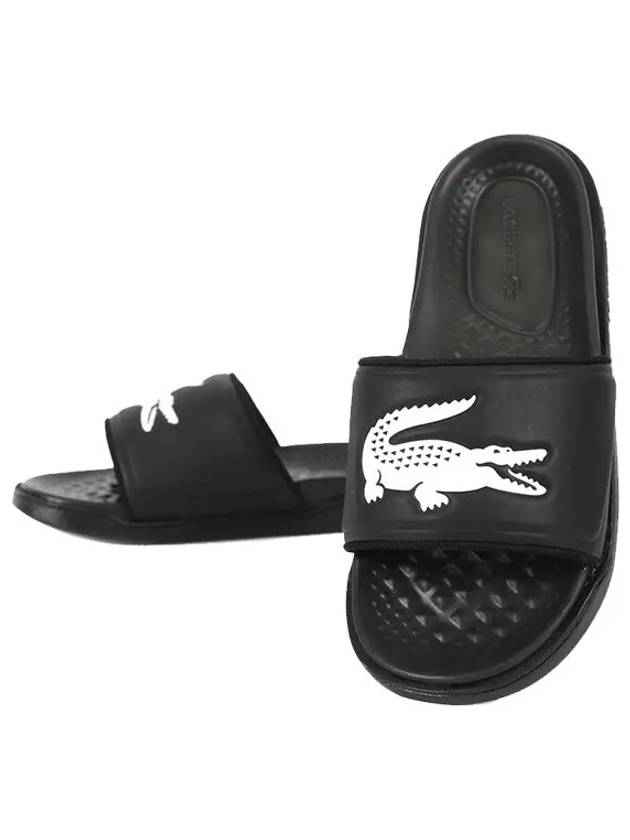 Croco Dualiste Slippers Black - LACOSTE - BALAAN.