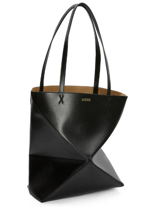 Puzzle Fold Medium Shiny Calfskin Tote Bag Black - LOEWE - BALAAN 4