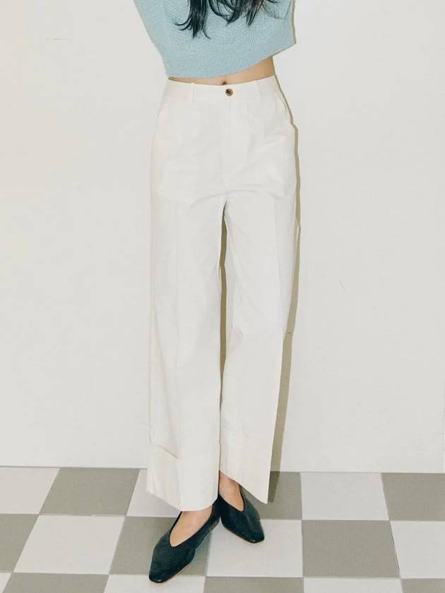 Aude Turn Up Cuff Straight Pants Ivory - LESEIZIEME - BALAAN 6