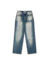 Unisex Teen Vintage Washed Wide Jeans Blue - NUAKLE - BALAAN 2