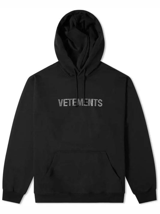 Men's Cubic Logo Rhinestone Hoodie Black - VETEMENTS - BALAAN 2