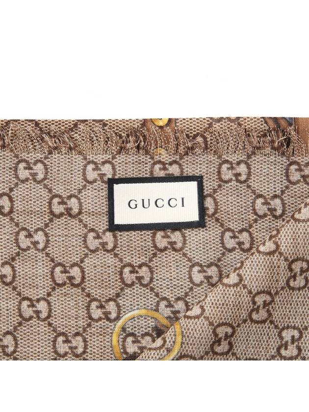 GG Flower Square Shawl Wool Muffler Brown - GUCCI - BALAAN 7