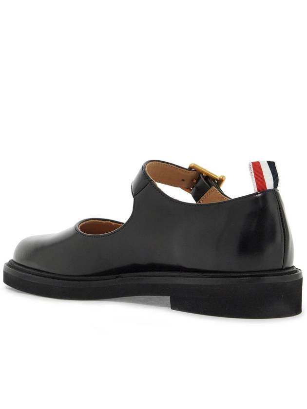 Spazzolato Micro Sole Leather Ballerina Shoes Black - THOM BROWNE - BALAAN 4