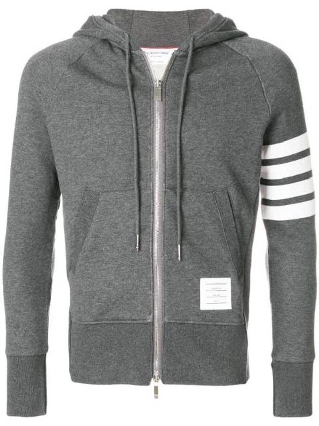 Engineered 4 Bar Diagonal Zip Up Hoodie Dark Grey - THOM BROWNE - BALAAN 1