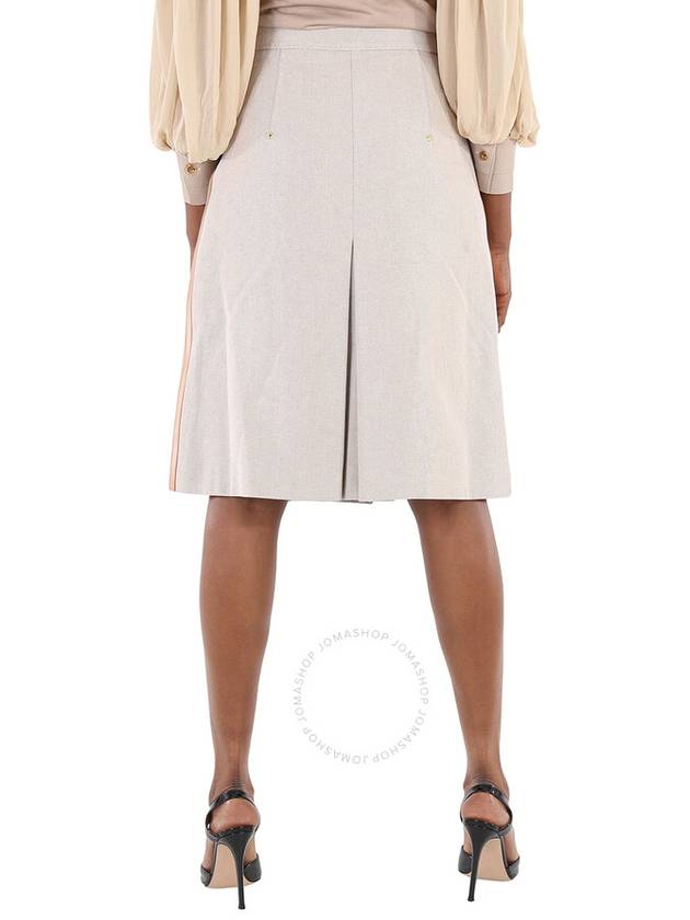 Burberry Soft Fawn Melange Box Pleated Cotton Canvas A-Line Skirt, Brand Size 6 (US Size 4) - BURBERRY - BALAAN 3