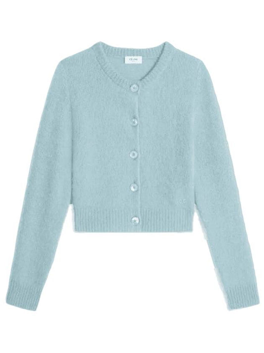 Triomphe Cardigan In Cashmere And Silk Pale Blue - CELINE - BALAAN 1