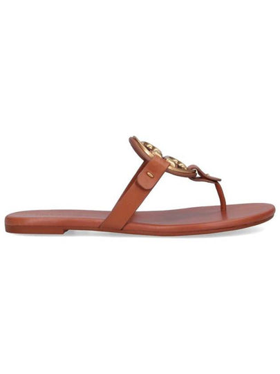 Women's Metal Miller Soft Flip Flops Brown - TORY BURCH - BALAAN 2