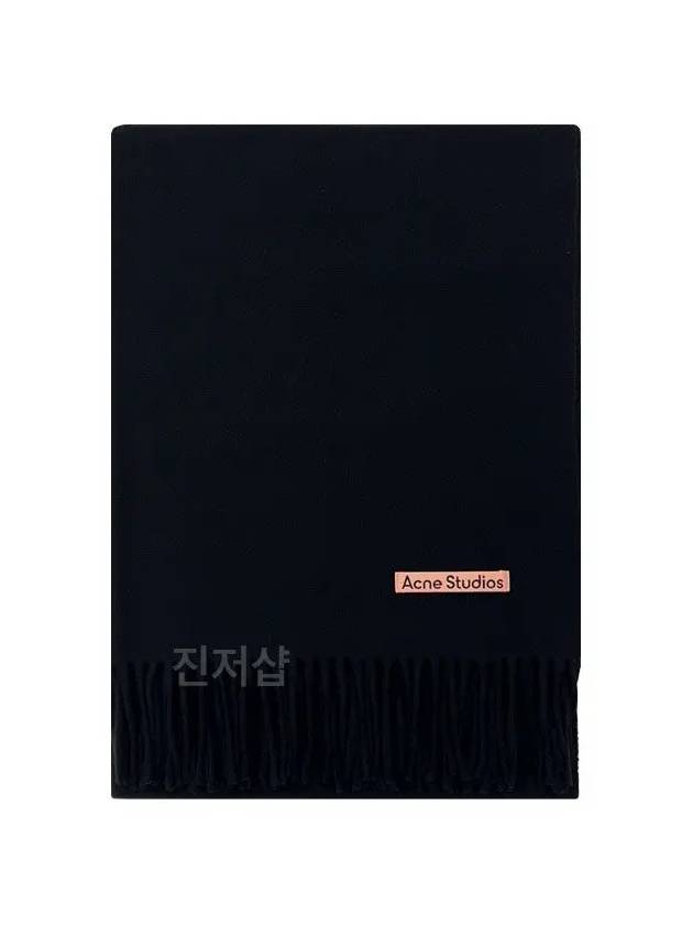 Logo Wool Fringe Scarf Black - ACNE STUDIOS - BALAAN 3