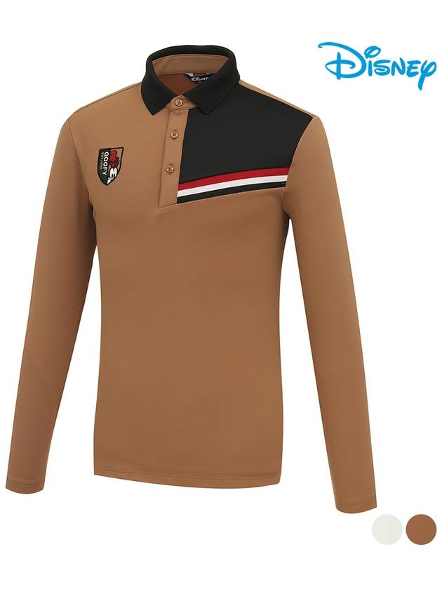 Men s color combination wappen point long sleeve collar t shirt DO3MTS004 - DISNEY GOLF - BALAAN 2