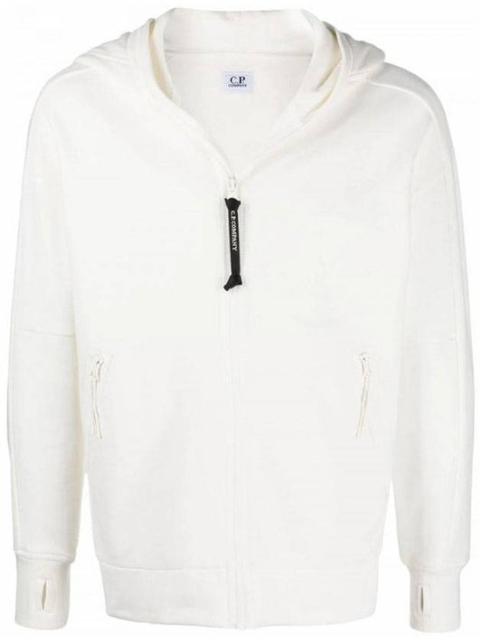 Goggle Detail Fleece Hood Zip-up White - CP COMPANY - BALAAN.