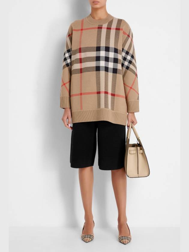 Check Technical Jacquard Wool Knit Top Beige - BURBERRY - BALAAN 3