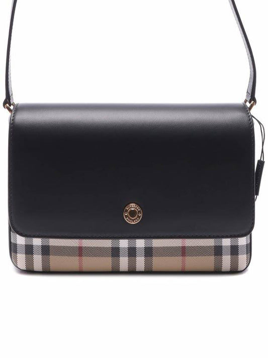 Vintage Check Leather Cross Bag Black - BURBERRY - BALAAN 2