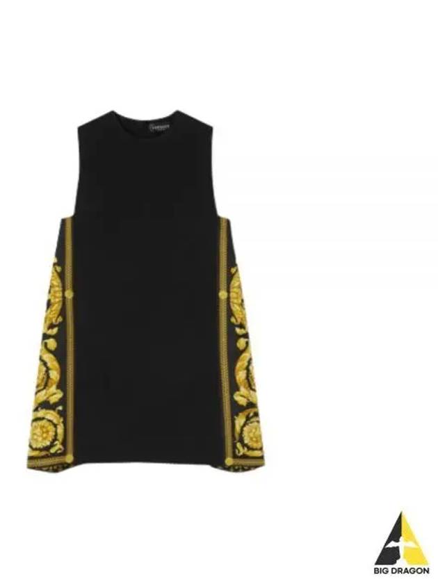 Barocco Panel Shift Short Dress Black - VERSACE - BALAAN 2