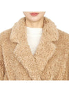 Women's Single Breasted Polyester Fur Coat Beige - VANESSA BRUNO - BALAAN 11