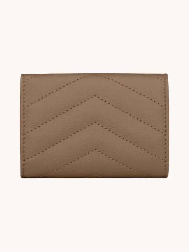 Gold monogram 3-fold mini half wallet taupe 668274 D708 - SAINT LAURENT - BALAAN 2