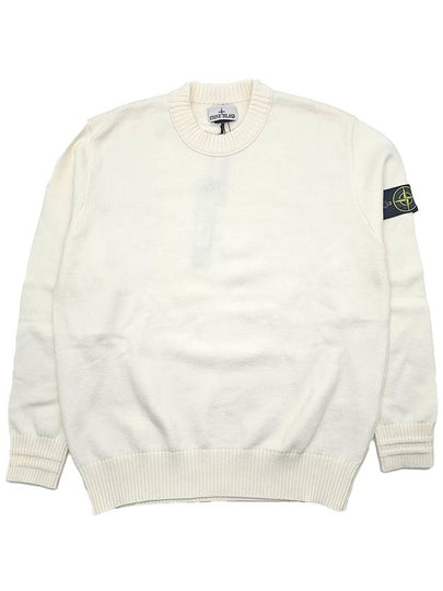 Round Neck Wappen Organic Knit Top White - STONE ISLAND - BALAAN 2