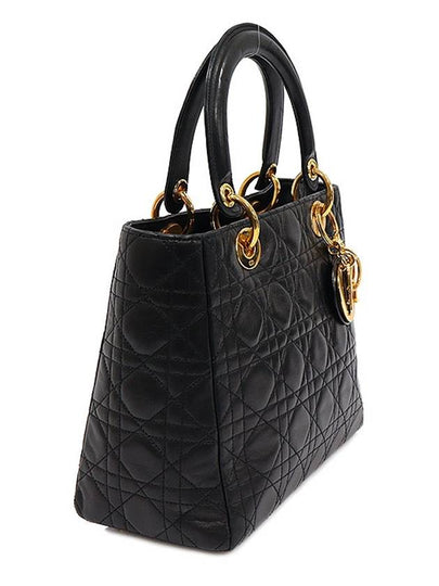 Black Cannage Lambskin Lady Medium Tote Bag - DIOR - BALAAN 2