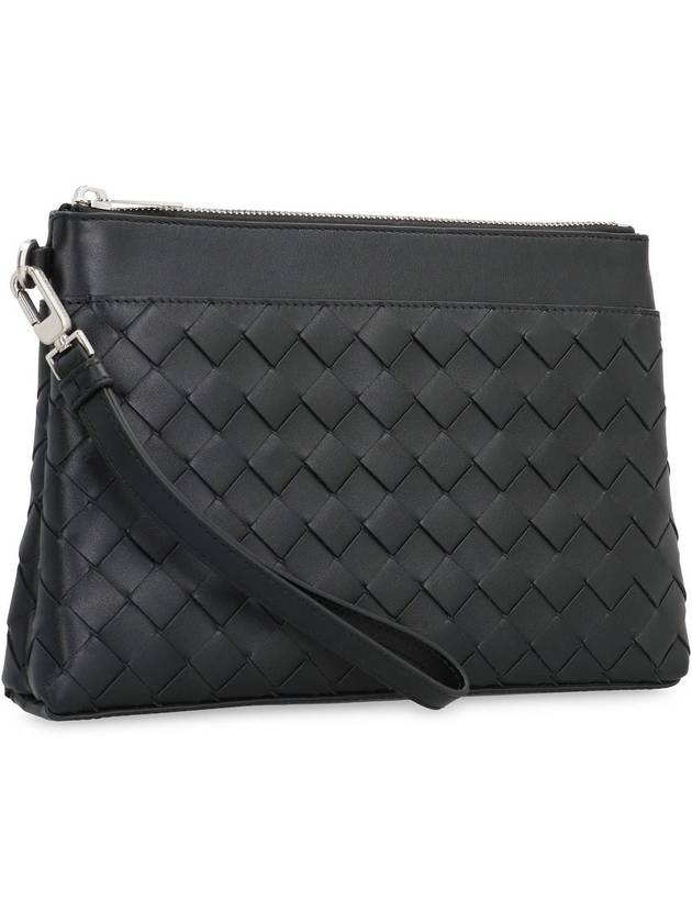 Intrecciato Prism Leather Clutch Black - BOTTEGA VENETA - BALAAN 4