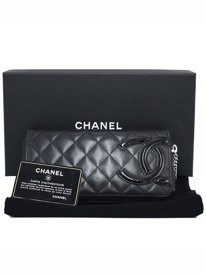 Chanel A50078 Black Lambskin Patent COCO Logo Cambon Zipper Long Wallet 18th - CHANEL - BALAAN 2