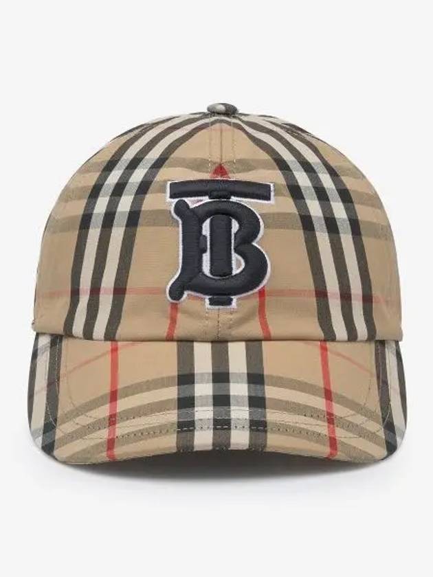 Monogram Motif Vintage Check Cotton Baseball Cap Archive Beige - BURBERRY - BALAAN 2