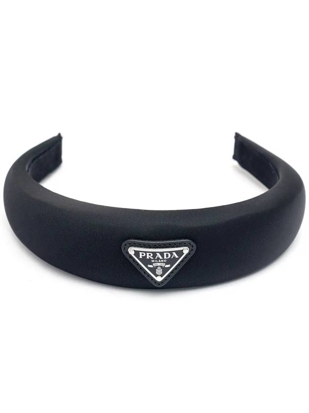 Re-Nylon Triangle Logo Hair Band Black - PRADA - BALAAN 3