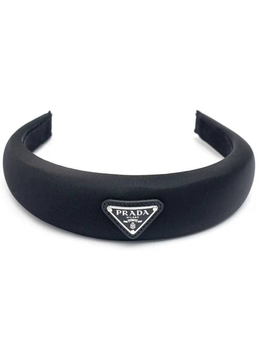 Re-Nylon Triangle Logo Band Hair Accessories Black - PRADA - BALAAN 2