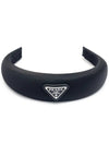 Re-Nylon Triangle Logo Hair Band Black - PRADA - BALAAN 2