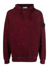 Men's Acid Wash Hood Burgundy - STONE ISLAND - BALAAN.