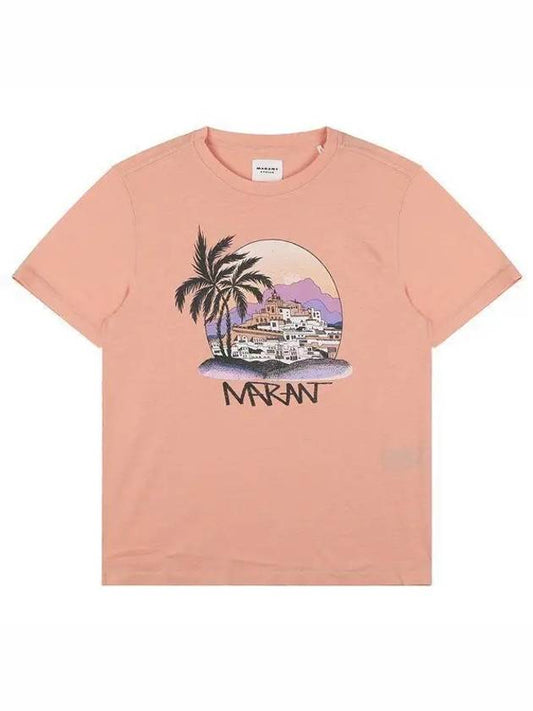 Zewel Print Cotton Short Sleeve T-Shirt Papaya - ISABEL MARANT - BALAAN 2