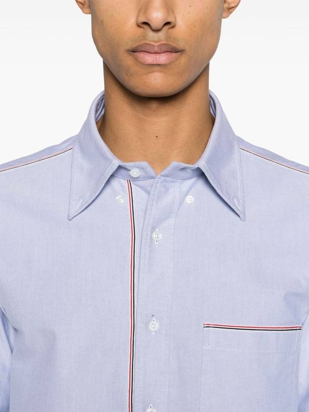 Oxford Grosgrain Framing Long Sleeve Shirt Light Blue - THOM BROWNE - BALAAN 6