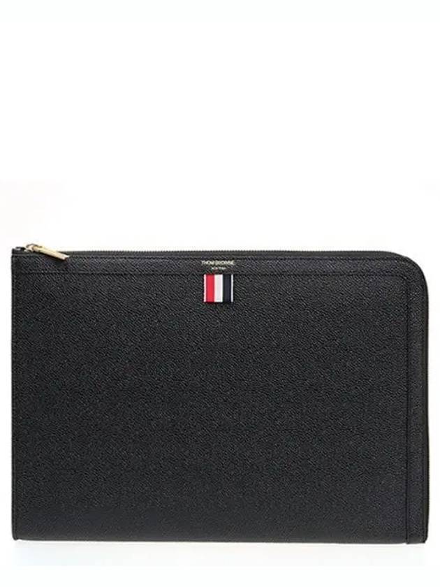 Three Stripes Tab Pebble Document Folio Clutch Bag Black - THOM BROWNE - BALAAN 2