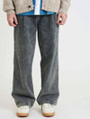 Wide fit banded denim pants SAND WASHED BLUE - BLACKBROWN - BALAAN 2