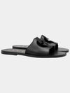 Interlocking G Cut Out Leather Slippers Black - GUCCI - BALAAN 4