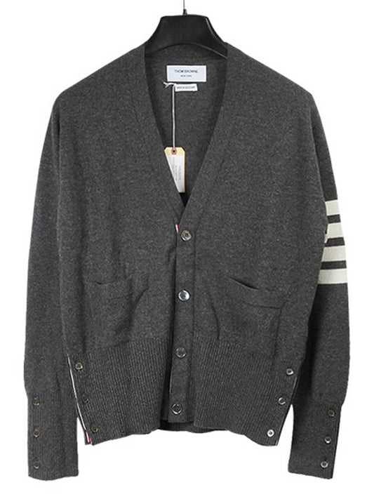 Men's Diagonal Classic Cashmere Cardigan Mid Grey - THOM BROWNE - BALAAN 2