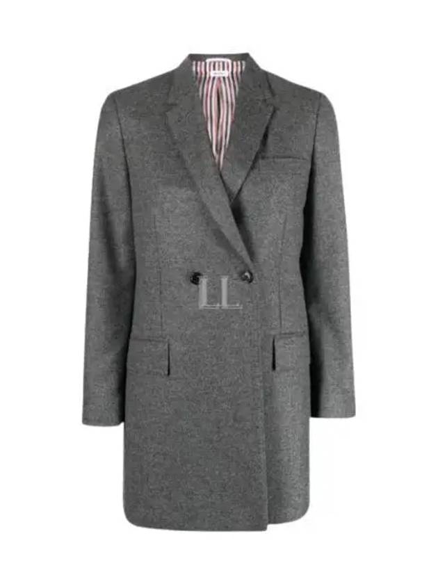 Women's Flannel Sports Wool Double Coat Medium Grey - THOM BROWNE - BALAAN 2