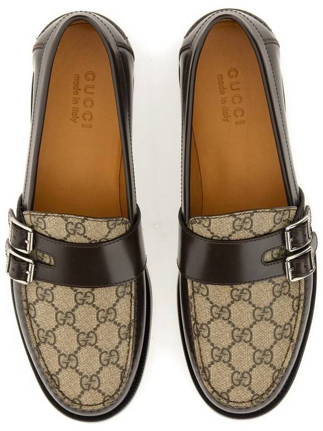 Leather GG Fabric Insert Loafers Dark Brown - GUCCI - BALAAN 3