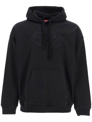 black cotton hoodie with embossed logo - DIESEL - BALAAN 1