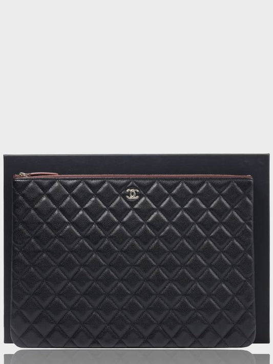 Classic Gold Hardware Caviar Large Calfskin Clutch Bag Black - CHANEL - BALAAN.