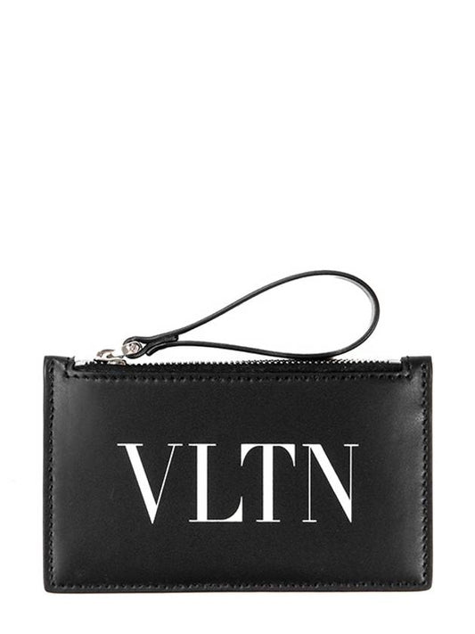 VLTN Logo Zipper Card Wallet Black - VALENTINO - BALAAN 2