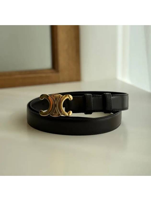 silver Triomphe calfskin belt brown - CELINE - BALAAN.