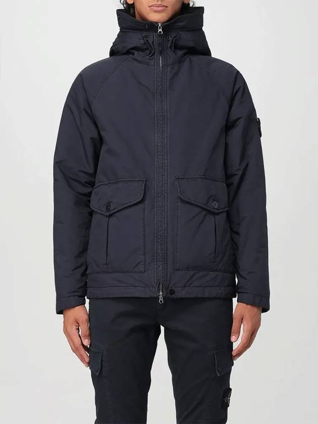 Logo David TC Down Hooded Jacket Navy - STONE ISLAND - BALAAN 3