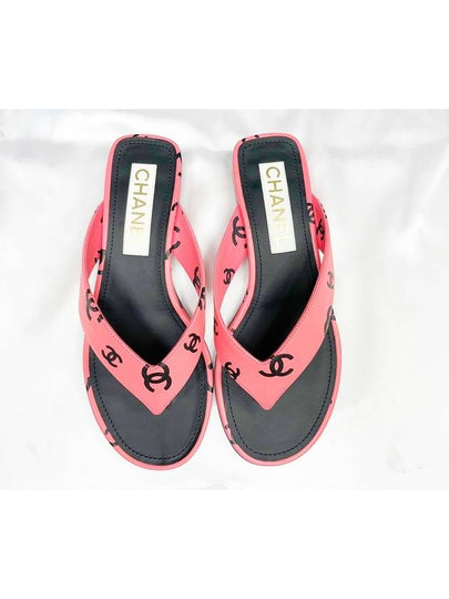 CC Logo Print Lambskin Flip Flops Pink - CHANEL - BALAAN 2