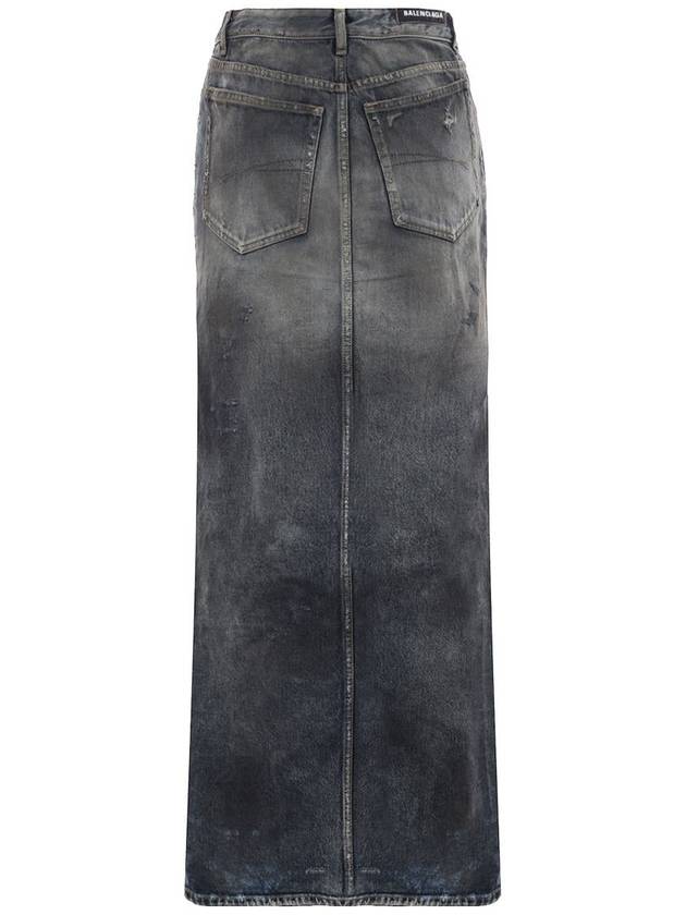 23 fw Denim Skirt WITH Back Logo Patch 744975TNW014974 B0650497487 - BALENCIAGA - BALAAN 3