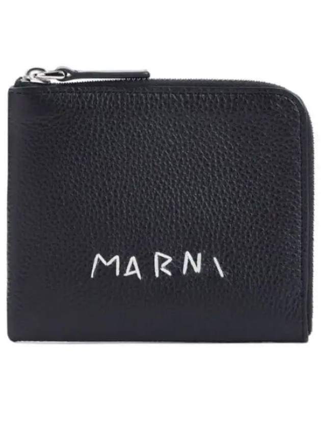 Logo Zip Card Wallet Black - MARNI - BALAAN 2