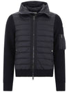 Logo Patch Padded Wool Cardigan Black - MONCLER - BALAAN 2