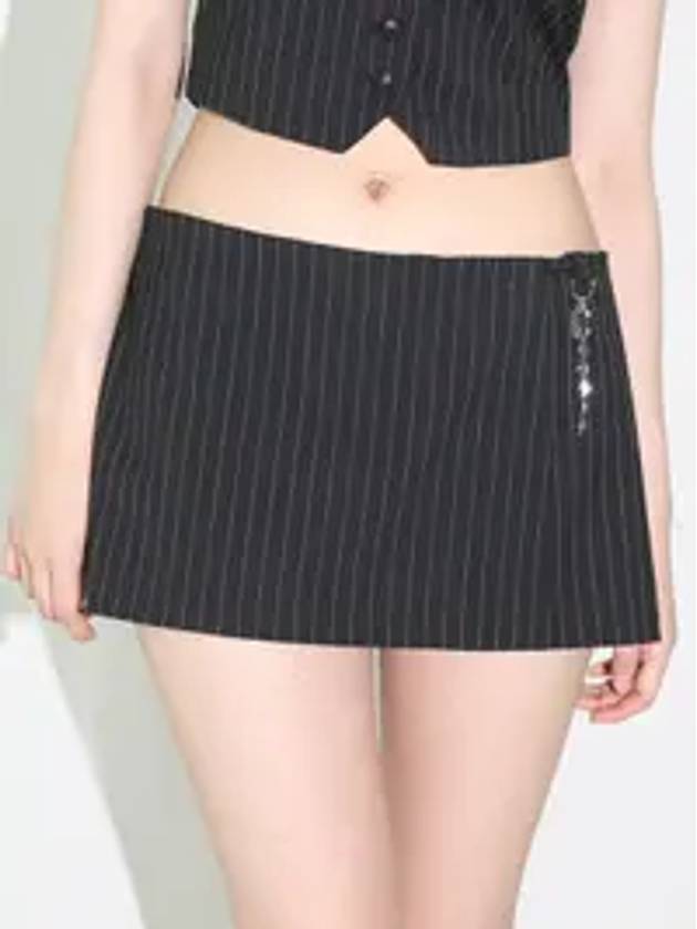 Pinstripe Skirt With Shorts Black - CLUT STUDIO - BALAAN 1