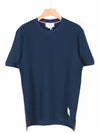 Pinstripe Pattern Short Sleeve T-Shirt Navy - THOM BROWNE - BALAAN 2